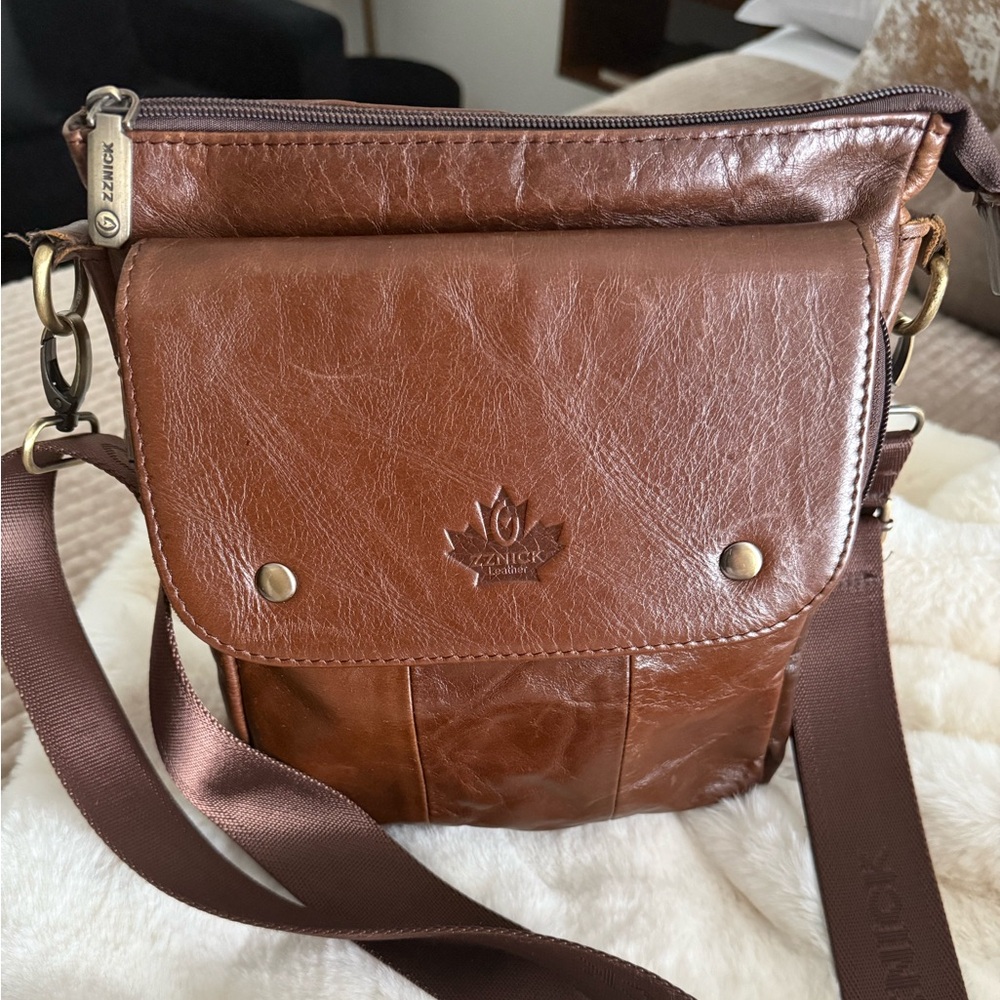 Genuine Leather Messenger Bag - Unisex